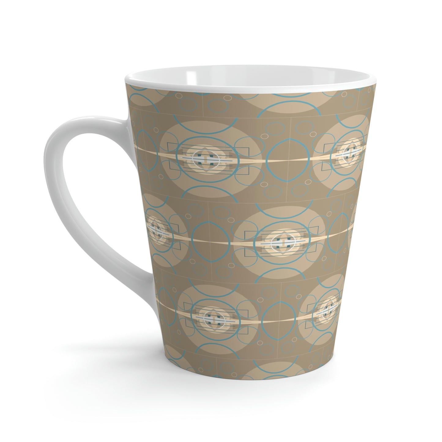 Deco Beige Oscillation Graphic Latte Ceramic Mug