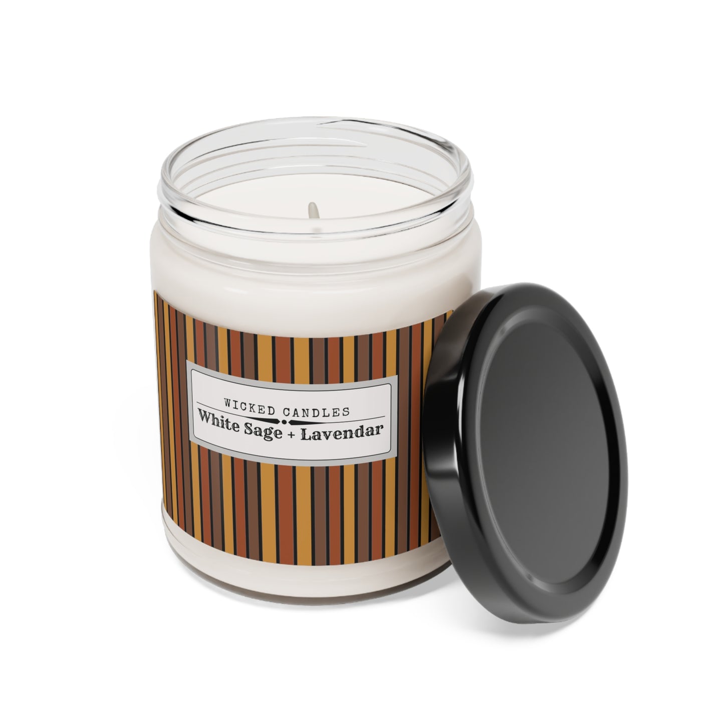 Funky 70's Style Retro Striped Scented Soy Candle, 9oz in Shades of Mahogany