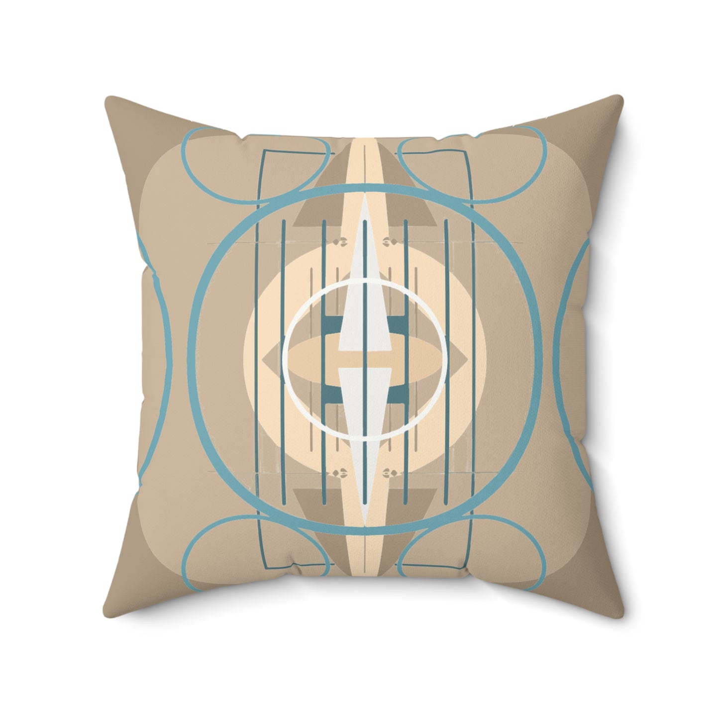 Deco Beige Oscillation Spun Polyester Square Pillow