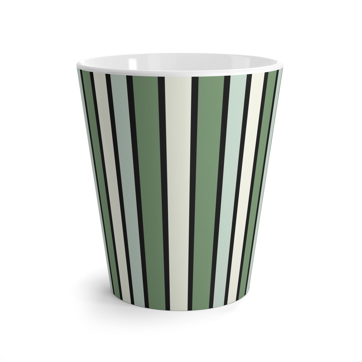 Funky Retro 70's Striped Ceramic Latte Mug: Shades of Seafoam Green