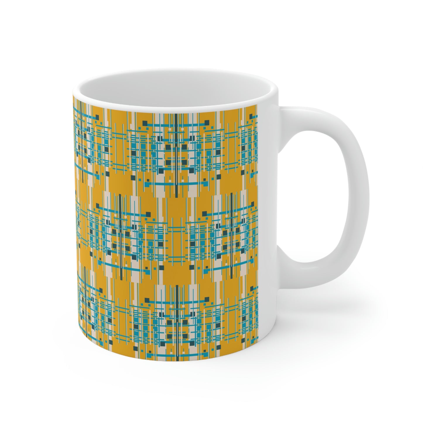 Bamboo Inspired Graphic Ceramic Mug in Yellow Grass