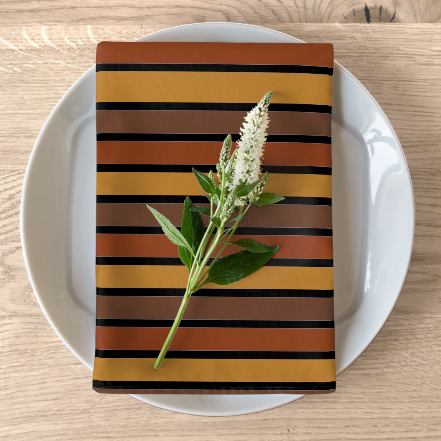 Funky 70's Style Striped Napkin: Shades of Mahogany