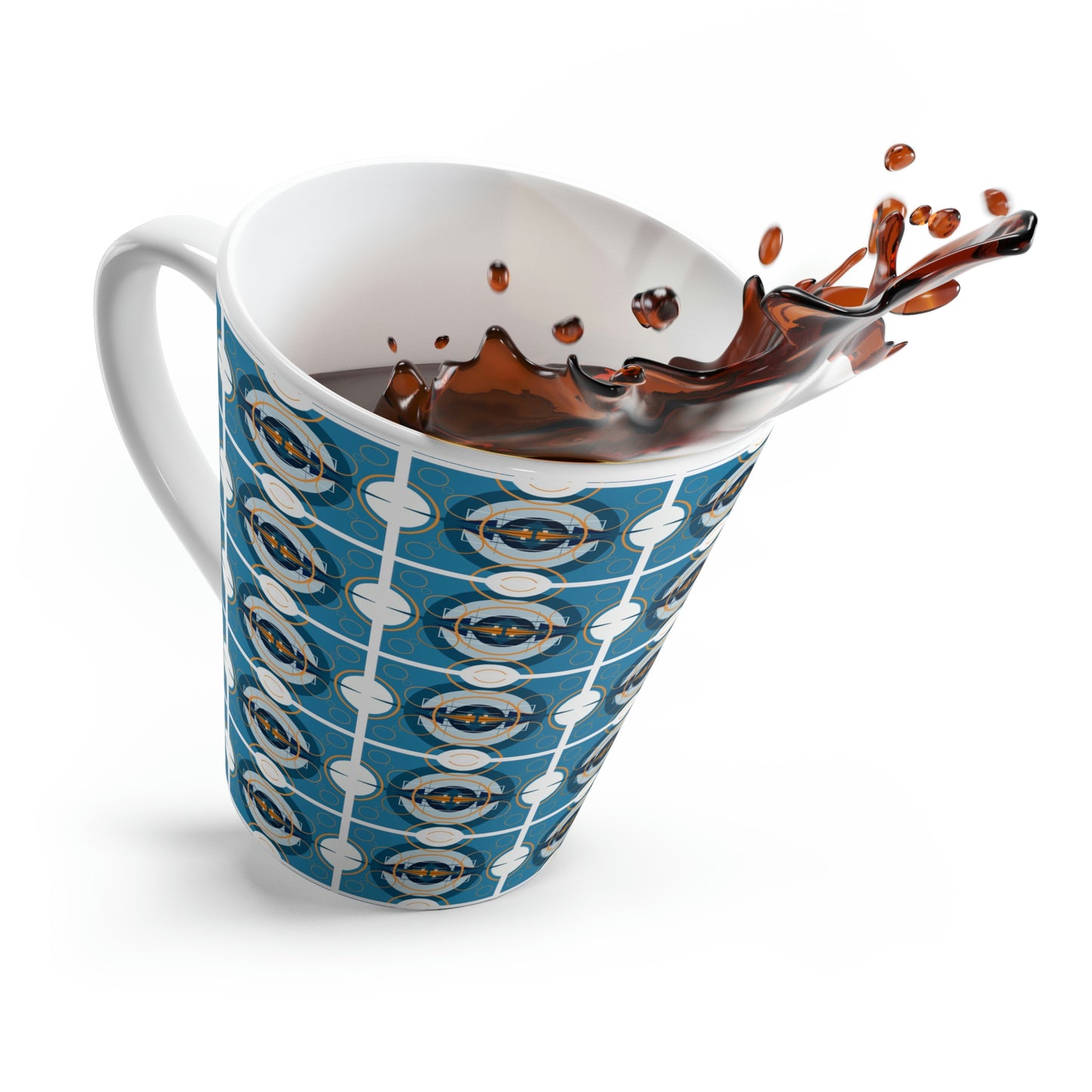 Deco Blue Oscillation Graphic Latte Ceramic Mug