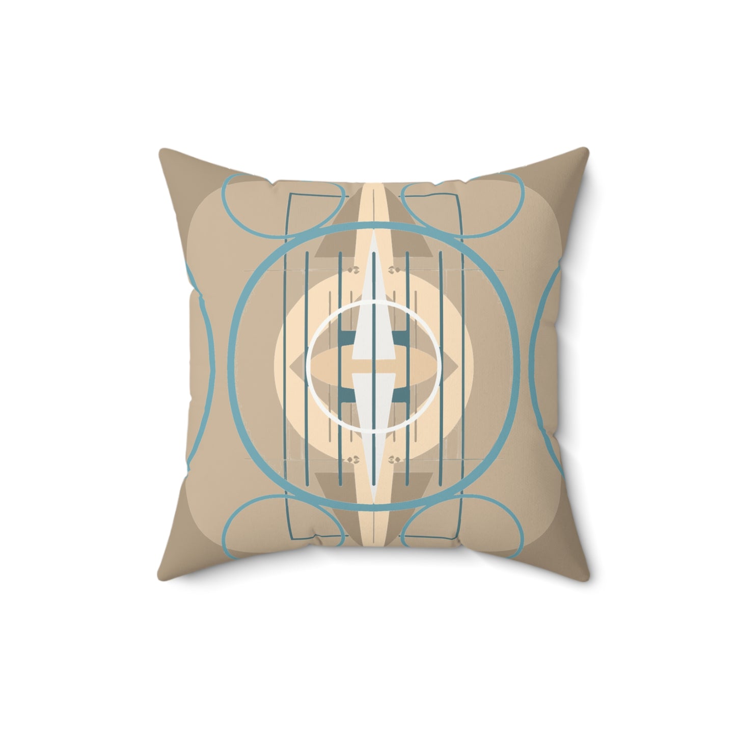 Deco Beige Oscillation Spun Polyester Square Pillow