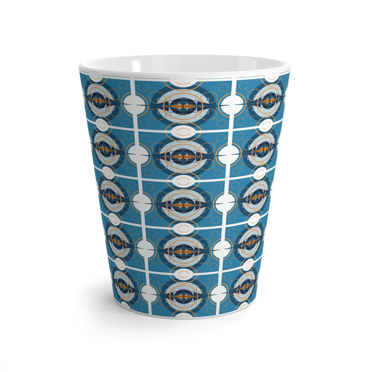 Deco Blue Oscillation Graphic Latte Ceramic Mug