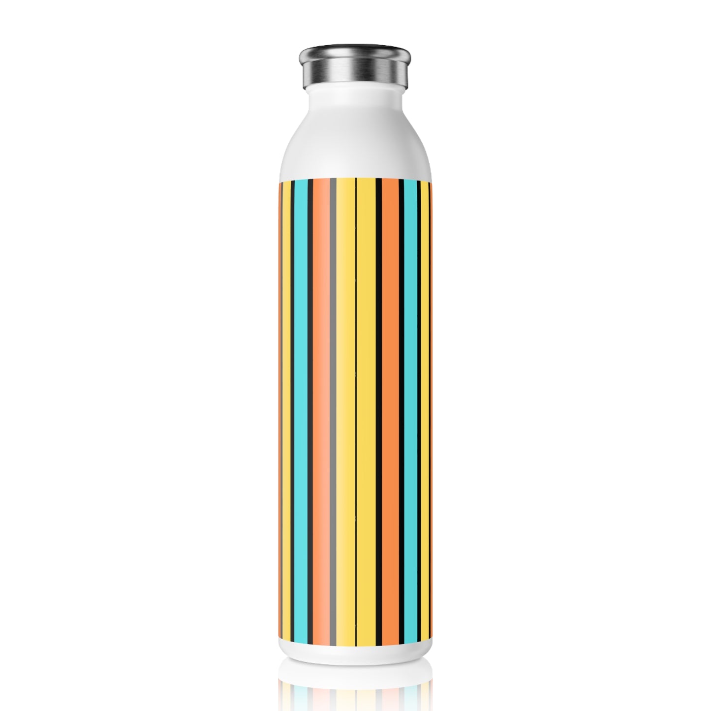 FUnky 70's Style Retro Striped 20oz Slim Water Bottle in Goldenrod/Teal/Orange