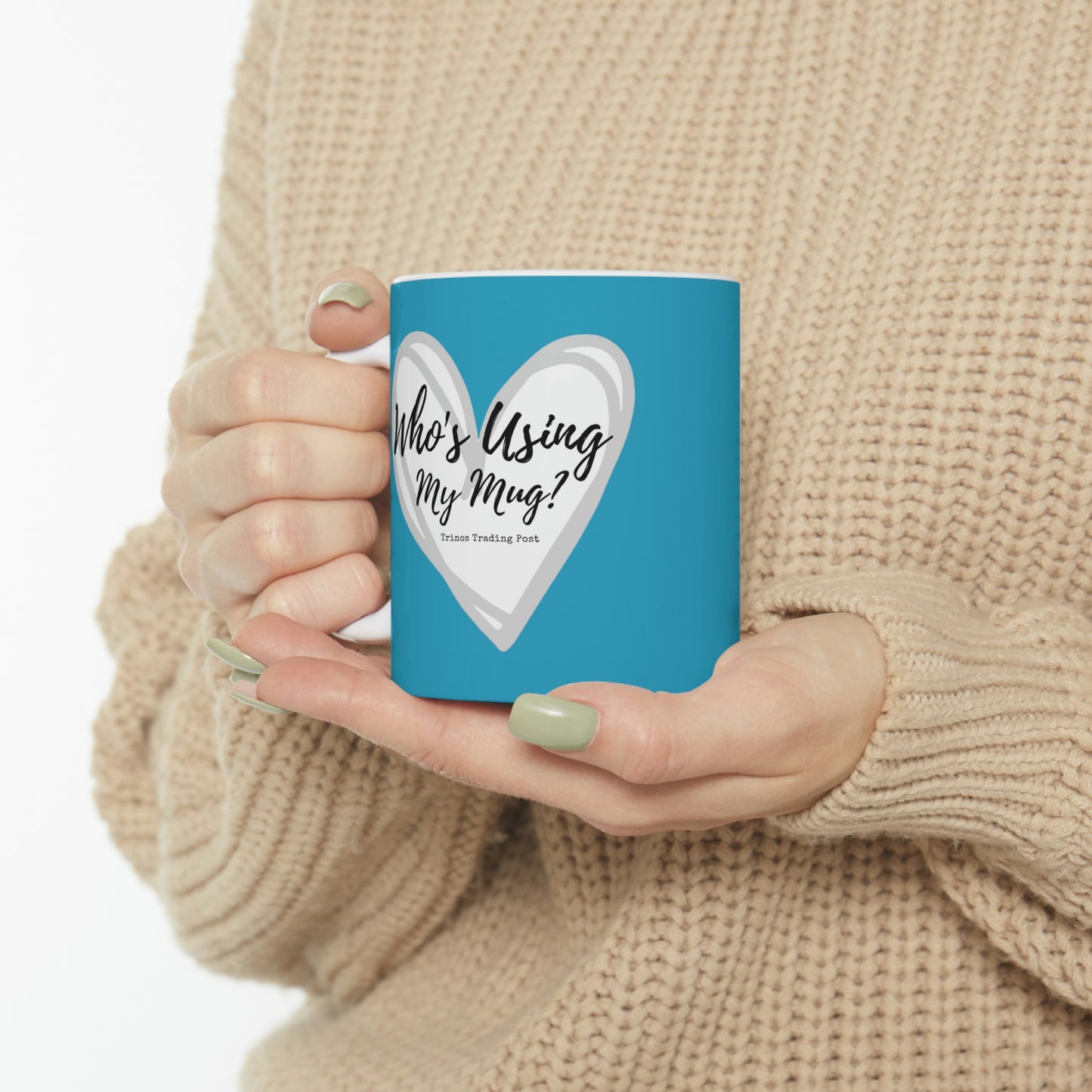 Who's Using My Mug? Brand Graphic 11oz Ceramic Mug in Turquoise