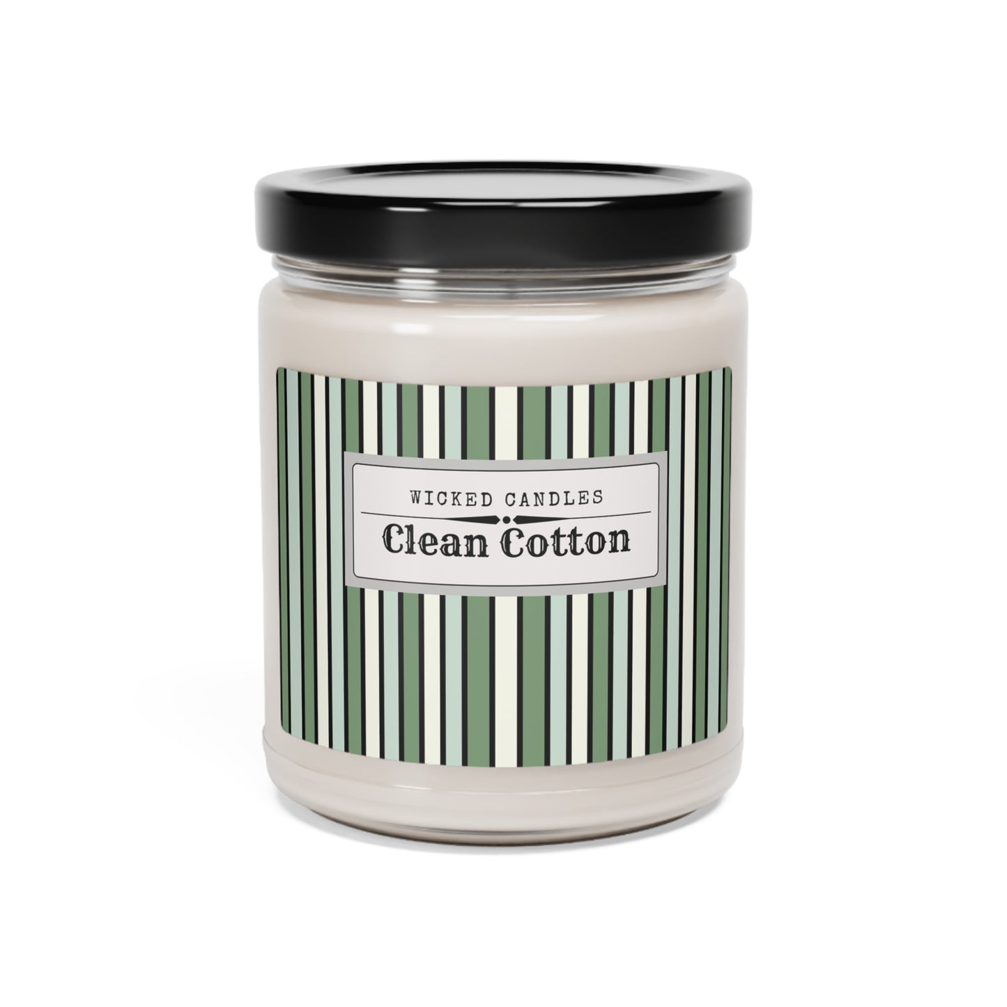 Funky 70's Style Retro Striped Scented Soy Candle, 9oz in Shades of Seafoam Green